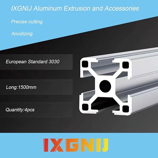 3030 T Slot Aluminum Extrusion for 3D Printer Parts and CNC DIY Silver 1500mmX4
