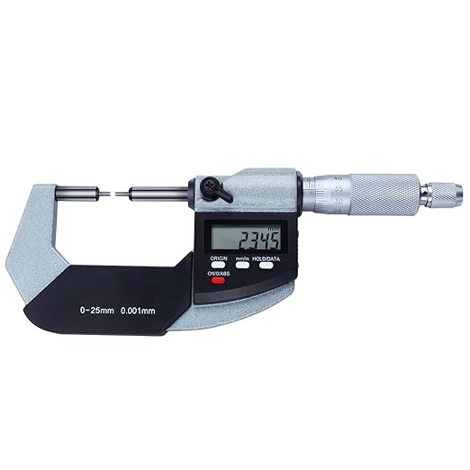 Spline Micrometer, 2x5mm Spline, Electronic Micrometer Measuring Tool, 0-1"/0-25mm, 0-1"/0.00005", Inch/Metric