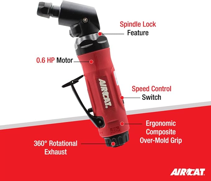 AIRCAT Pneumatic Tools 6295: 115 Degree Angle Die Grinder 18,000 RPM