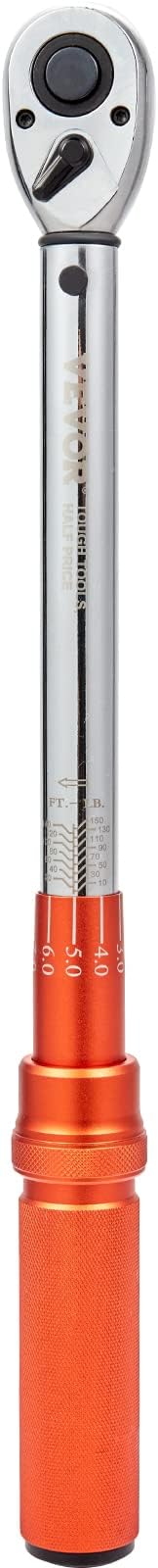VEVOR 1/2-inch Drive Click Torque Wrench, 10-150ft.lb/14-204n.m Mechanical Dual Range Scales, Dual-Direction Adjustable with Adapters Extension Rod
