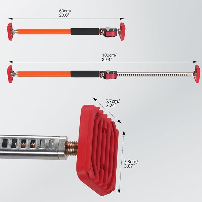 3rd Hand Support System, Quick Support Rod, 264LBS/120KG Capacity per Pair, Extends from 23.6'' to 40'', Adjustable Support Pole for Cabinet Installing Cargo Bars Drywall Support, 2 Pack