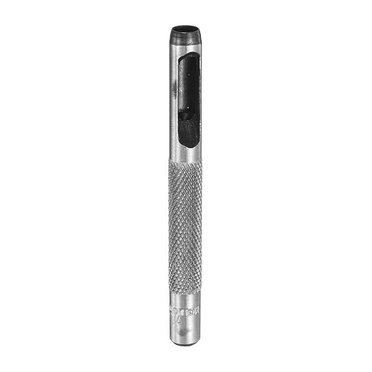 HARFINGTON Leather Round Hole Punch, 6mm Hollow Hole Puncher Cutter Carbon Steel Circle Hole Punching Cutting Tool for Belt/DIY Leather Craft