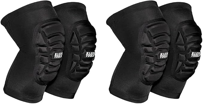 Klein Tools Knee Pads with Breathable Mesh, EVA Pads, Elastic Cuffs, Black, M/L and L/XL Sizes