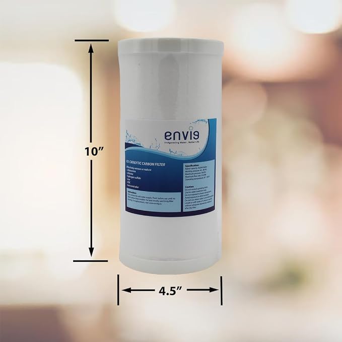 Envig K3 Iron and Hydrogen Sulfide 4.5” x 10” Whole House Water Filter Replacement, Catalytic Carbon KDF, Reducing Hydrogen Sulfide, Iron, Sediment, Chlorine, Chloramine, DBPs, PFAS/PFOS, Heavy Metal