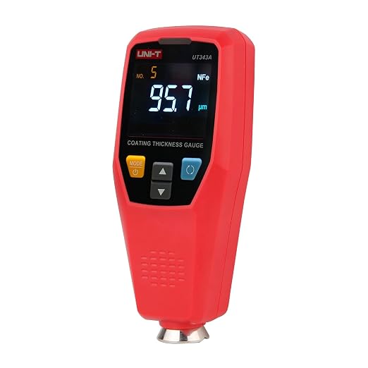 UNI-T UT343A Car Paint Thickness Gauge Tester Coating Meter Paint Checker, um/mil, 0~1750um F/NF Detection, Resolution 0.01mils, EBTN Display