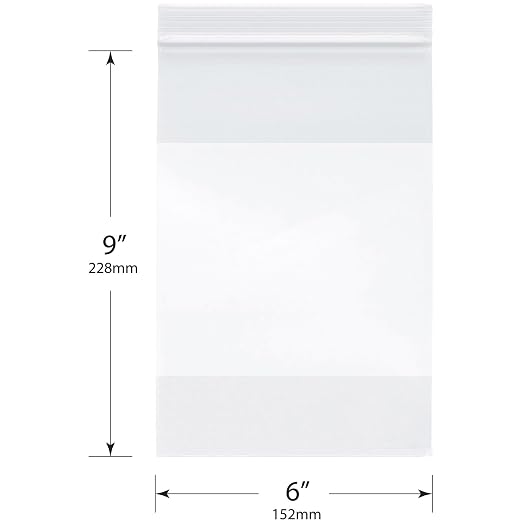 Plymor 6" x 9" (Pack of 200), 4 Mil with White-Block Heavy Duty Zipper Reclosable Plastic Bags