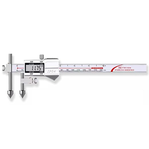 Digital Offset Centerline Caliper Hole Distance Vernier Caliper Cone Probe Hole Center Distance Ruler Measuring Tool Stainless Steel Inch/MM (10-300mm)