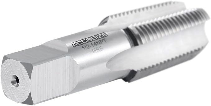 Accusize Industrial Tools 1/2'' to 14, 4 Flutes H.S.S. Taper Pipe Tap-Npt, 3-1/8'' Oal, 1-3/8'' Thread Length, American Standard, Npt-12 | 1/2"-14, 4 Flutes, 3-1/8" OAL, HSS Taper Pipe Tap - NPT
