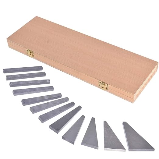 findmall 12Pcs Accuracy Angle Block Set Machinist Tool Angle Gauge Block 1/4°- 30°Lathes Milling Ground Gauge Angle Gage Inspection Block Set