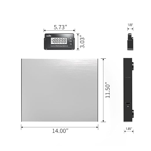 Transportation Scale Smart Digital Postal Scale,440 lb Heavy dutypostal Scale Stainless Steel, Digital Postage Scale for Warehouse/Home/Courier Company, Includes Adapter and Product Manual