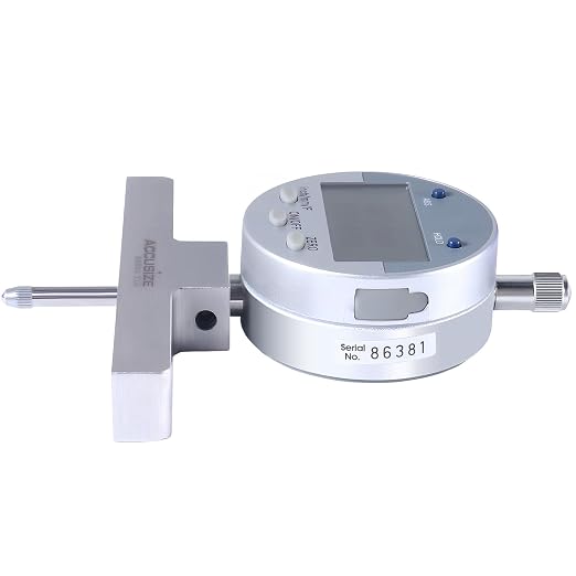 Accusize 0-22 in Digital Depth Gauge with Small-Hole Points, P103-0188 | 6 Connectable Rods, +/-0.001 in Accuracy, 0.0005 in Resolution, 4 in Base, 3/8 in Stem