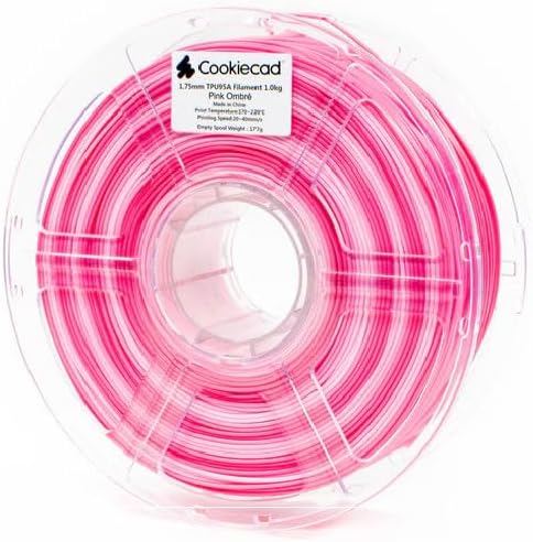 Cookiecad TPU Filament 1.75mm 1kg Rainbow Multicolor 3D Printer Filament - Pink Ombre TPU
