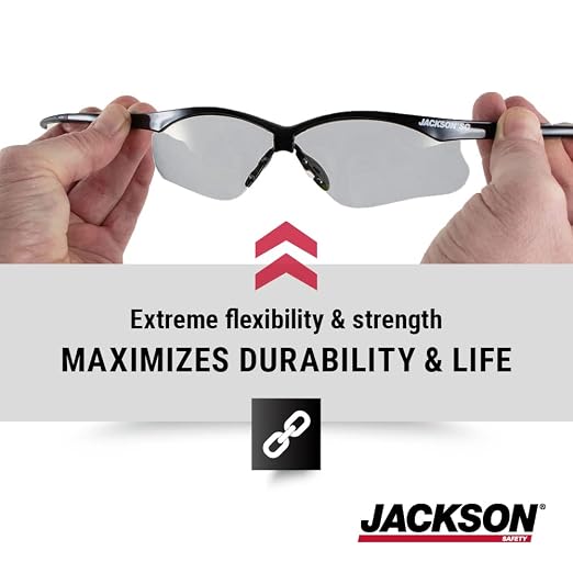 Jackson Safety SG Safety Glasses - Eye Protection for Men & Women - Anti-Scratch Lens with Black Frame - ANSI Z87.1 - Pack of 3 (Multiple Styles)