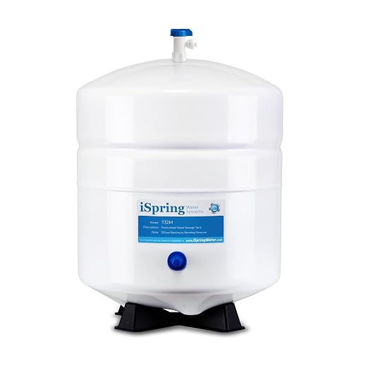 iSpring T32M Pressurized Water Storage Tank with Ball Valve for Reverse Osmosis RO Systems, 4 Gallon, 1/4" Tank Valve Included, White