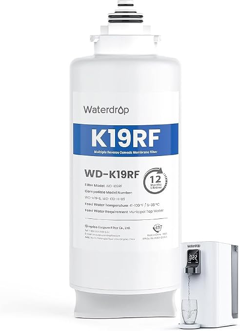 Waterdrop K19RF Filter, Replacement for K19-S and K19-H Countertop Reverse Osmosis System, 12-Month Lifetime | 6 Stage Filtration, Long Filter Lifespan, Easy and Quick Filter Replacement, Countertop Reverse Osmosis Filter
