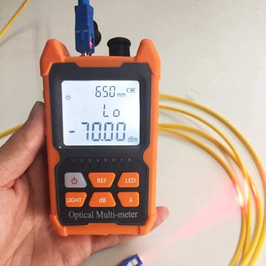 Fiber Optic Cable Tester Portable Optical Fiber Power Meter FC/SC/ST Universal Interface Integrated OPM, VFL, and RJ45 Functions (OPM-VFL-1)