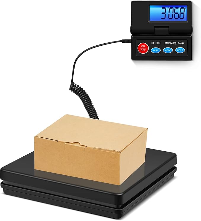 Flexzion USPS Shipping Scale for Package, Heavy-Duty Digital Shipping Postal Scale with Wall-Mounted LCD 110Lbs/50KG Max Capacity - Precision Weighing Box Scale with Tare & Hold Features
