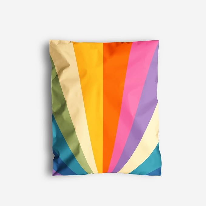 14x19 Poly Mailers – Retro Rainbow – Waterproof, Tear-Resistant Shipping Bags with Adhesive Seal – 100 Pack – Package Mint