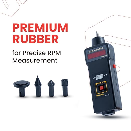 HTM-590 Contact Type Digital Tachometer: LED Red Display, Ideal for Industrial Applications, Accurate and Easy-to-Use RPM, Memory Recall, Best Battery Life, Low Battery Indicator, 1-sec Sampling Rate