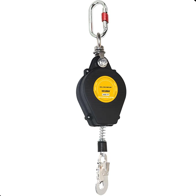 Swivel Top Self Retracting Lifeline, BUCAMAO 17FT Retractable Lanyard, SRL | Steel Wire, Srl Fall Protection, Retractable Safety Lanyard, Safety Harness Yoyo, Fall Protection Kit, Fall Arrestor