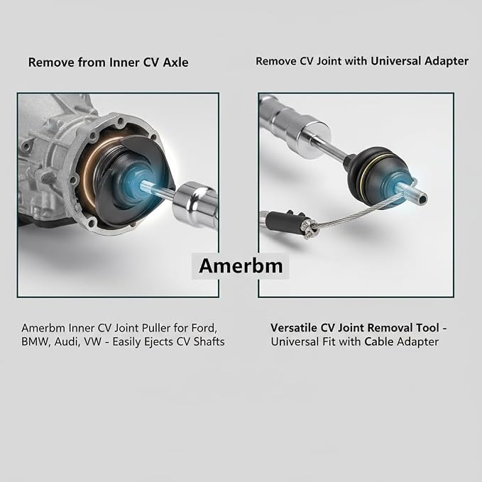 10lb Heavy Duty CV Axle Removal Tool Kit, Professional Inner CV Joint Puller with 10 Pounds Slide Hammer, 63mm & 48mm CV Joint Fork Adapter Attachments for Front Wheel Drive FWD Axle Half Shaft