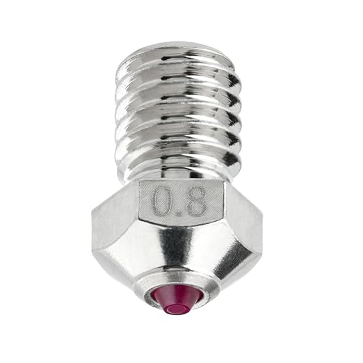 Ruby Nozzle 0.8mm for E3D V6 Hotend, Prusa i3 MK3S / MINI, Anycubic i3 Mega/Kobra/Kobra Neo 3D Printer and More, Hardened & Abrasion Resistant, Nickel Plated Copper