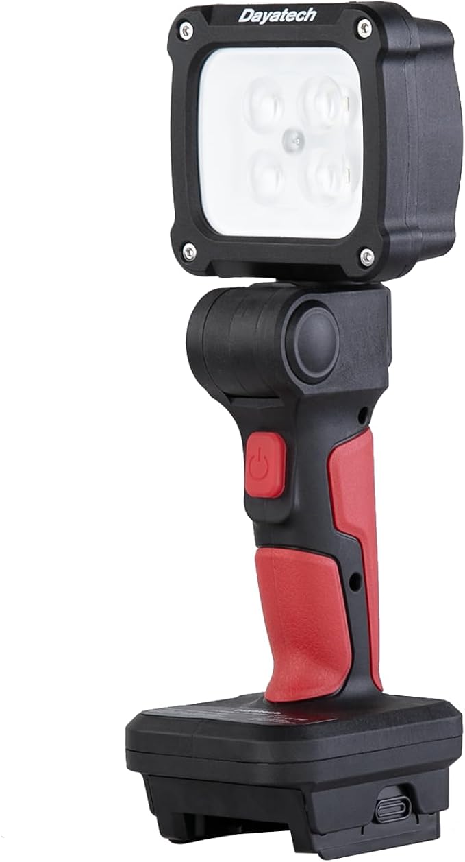 Cordless LED Work Light, Zoom Handheld Spotlight Compatible with Dewalt, Milwaukee and Makita 18-21V Battery, 3000 LM, Pivoting Head, (Battery Not Included)