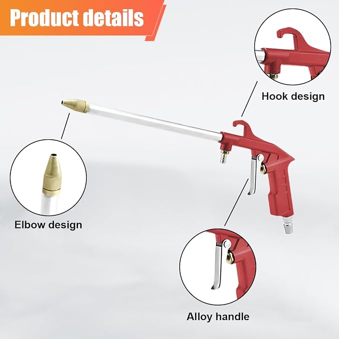 Air Engine Cleaning Spray Gun with 4Ft Hose- High Pressure Pneumatic Cleaning Sprayer Auto Water Cleaner Nozzle Hose Wash Spray Tool- Air Blow Gun Car Engine Dust Cleaner Tools (Straight Head)