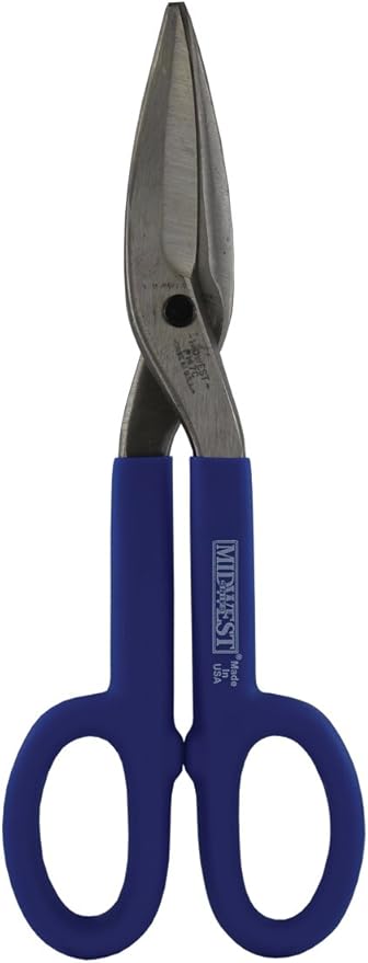 MIDWEST Combination Blade Pattern Tinner Snip - 14-Inch Straight/Wide Curved Metal Cutter with Forged Blades & Kush'n-Kote Grips - MWT-147C
