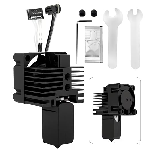Bamboo Lab P1P, P1S Hotend Complete Kit, Full Assembly Hardened Steel Hot End with 0.4mm Nozzle, Cooling Fan, Thermistor,and Extruder Heating Block Replacement for P1 Series 3D Printer