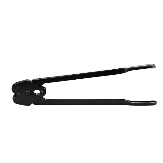 Strapping Sealer for Both Poly & Polyester Strap, Strength Saving Heavy Duty Manual Banding Tool for 1/2" - 3/4" Width Plastic Strap, 20" Long Handle (Black)