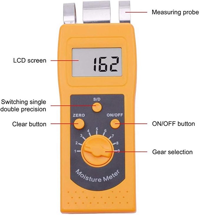 Concrete Moisture Meter Tester Walls Tiles Ground Floor Gypsum Board Marble Mud Cement Glass Brick Moisture Meter Analyzer with Measuring Range 0 to 50%