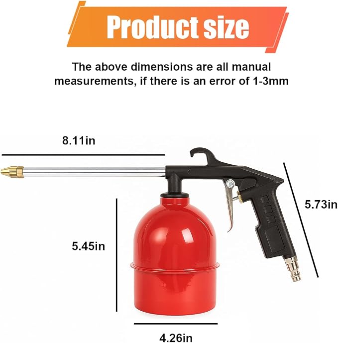 Air Blow Gun Pneumatic Engine Cleaning Gun with Watering Bottle, High-Pressure Air Sprayer Kit with Brass Nozzle, Vehicle Cleaning Degreaser Tool for Car Engine Compartment, Wheel (Straight&Bottle)