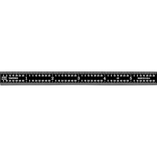 PEC Tools 12" Stainless Steel Flexible Metal Ruler with Black Chrome Finish, 4R Graduaction (1/8", 1/16", 1/32", 1/64"), High-Contrast Imperial Machinist Rule, Easy to Read, Made in USA