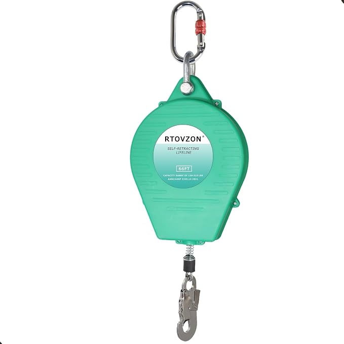66FT Self Retracting Lifeline, RTOVZON Yoyo, Retractable Safety Lanyard | Steel Wire, Fall Arrestor, Srl Fall Protection, Retractable Lanyard, Safety Harness Fall Protection Kit, Safety Harness Yoyo