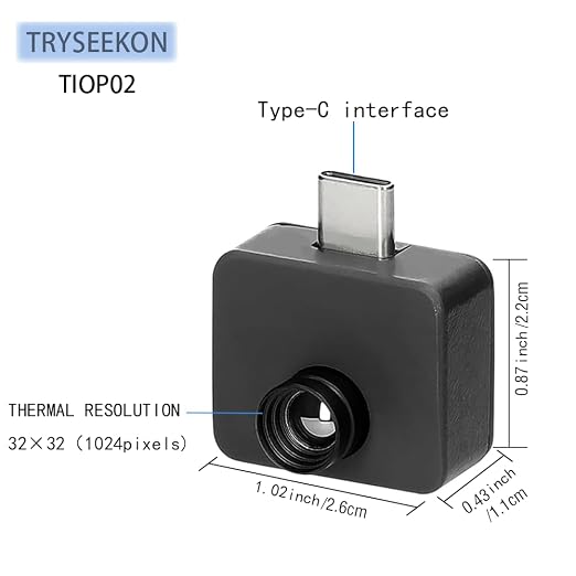 TIOP02-HK Type-C Thermal Camera for Android 32x32 | Ideal for home energy loss detection, DIY repairs, AC/fridge troubleshooting and daily routine inspection