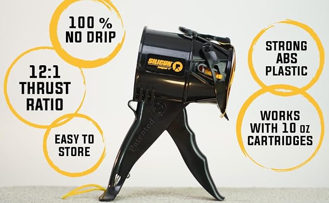SILIGUN™ Gen-3 Compact Caulking Gun - No Drip Caulk Gun - Patented Design - Lightweight ABS Frame - Works with All 10 oz Tubes (6 PCS)
