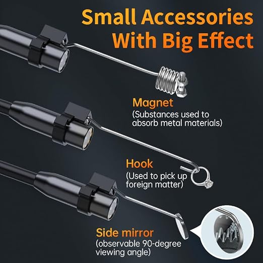 Borescope, Lighted Endoscope Camera, 2.0 MP HD Inspection, 4.3 Inch IPS Screen 1080P HD, IP67 Waterproof Pipe Snake Camera, 16.5ft Semi-Rigid Sewer Lens