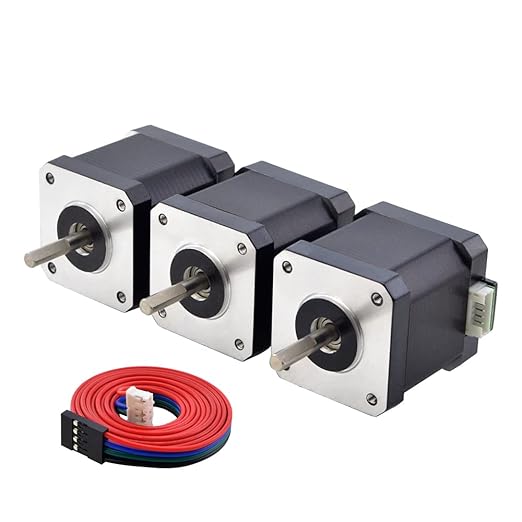 STEPPERONLINE Nema 17 Stepper Motor 2A 55Ncm Bipolar 1.8 Degree 4-Lead for 3D Printer CNC Extruder, 3 Pack