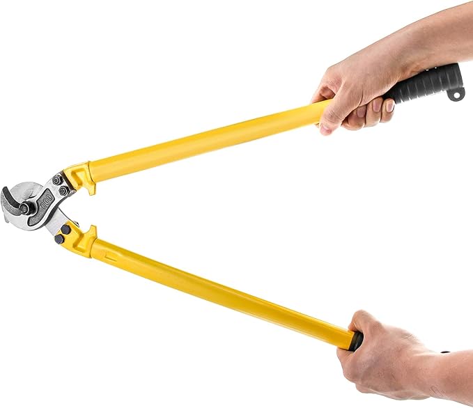 QWORK 24 Inch Shear-Cut Cable Cutter - for Soft and Hard Steel Cable, Wire Rope