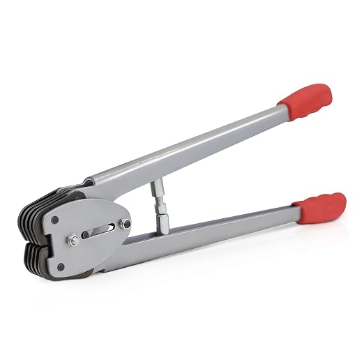 Strapping Sealer/Crimper for 1/2"-5/8" Polypropylene (PP) Strapping Band Manual Banding Tool with 15” Extended Handle (red)
