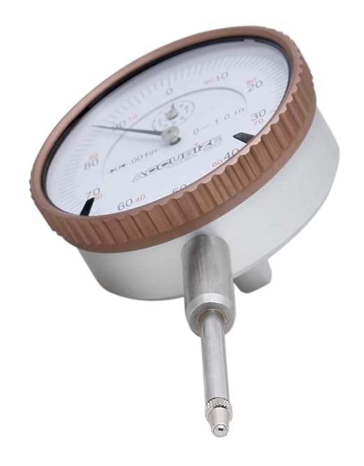 Accusize AGD2 Style Dial Indicator 0-1 in x 0.001 in, P900-S102 | Back Lug With 1/4 in Hole, Rotating Bezel Clamp, Hardened Contact Point, Satin Chrome Finish