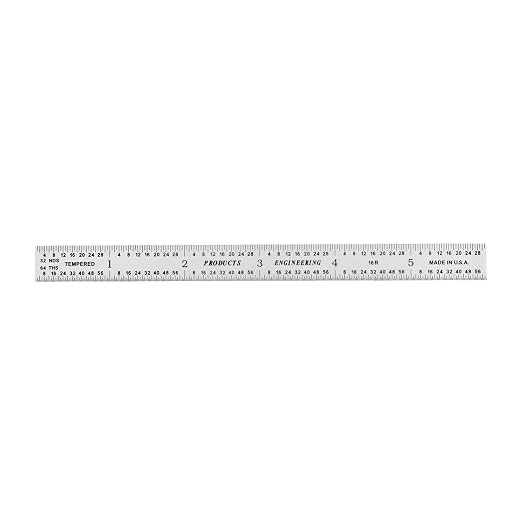 PEC Tools 6" Flexible Metal Ruler, Made from High-Quality Carbon Steel with Satin Chrome Finish, 16R Graduation (1/32", 1/64", 1/50", 1/100"), Trusted by Professionals, Made in USA