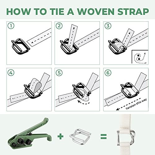 Banding Strapping Kit 3/4" x 328' Woven Cord and 100 Pack Metal Wire Buckle Bundle