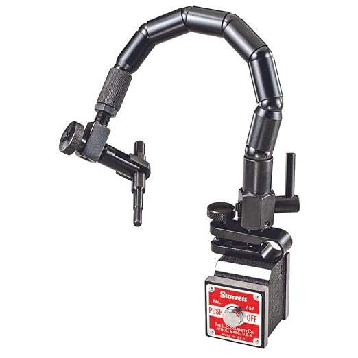 Starrett Magnetic Base Indicator Holder, High Precision, Adjustable Arm, Strong Magnetic Grip, for Machinists & Engineers, Versatile Positioning - 657TW