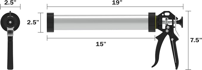 Heavy Duty Caulking Gun | 12:1 Manual Caulk Gun | 20oz Sausage Foil Pack Cartridges 600ml | No Drip Professional Calking for Painters, DIYers, Automotive, Contractors