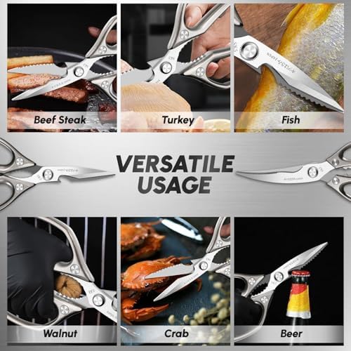 MEN WITH THE POT 16 Inch Acacia Wood Magnetic Knife Strip & Heavy Duty Stainless Steel Kitchen Shears Set, Multi-Purpose Kitchen Organizer & Cutting Tools