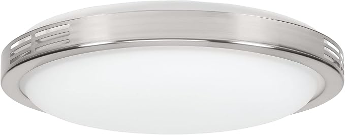 Homewerks 7105-07 Bathroom Fan with LED Light Ceiling Mount Exhaust Ventilation Silent 2.5 Sones 100 CFM, Decorative Brushed Nickel Trim