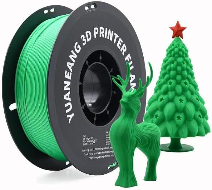 Green PLA 3D Printer Filament 1.75mm, 1kg Spool, ±0.03mm Precision, Low-Warp & Easy Printing, Ideal for Models, Crafts, Prototypes, Decorations & Nature-Themed Prints