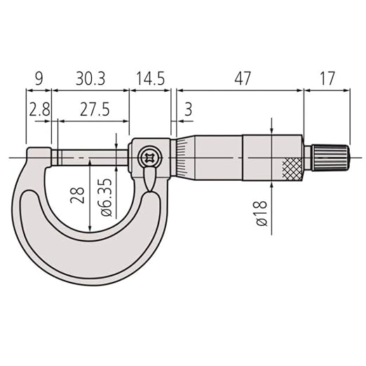 Mitutoyo 103-156 Outside Micrometer, Baked-enamel Finish, Ratchet Stop, 475-500mm Range, 0.01mm Graduation, +/-0.008mm Accuracy